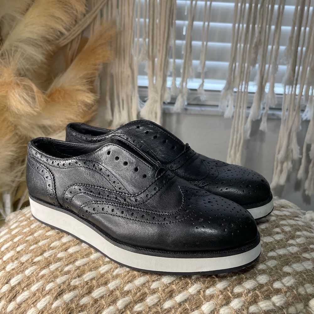 Rag & Bone Meli Brogues Black Leather Wingtip Oxfords Shoes